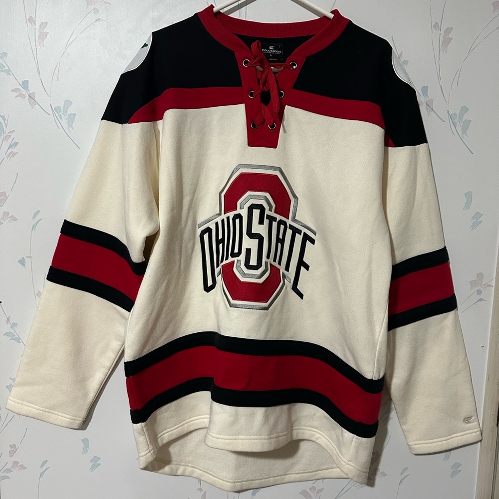 Ohio State Colosseum Men's Large Hockey Style sweater sweatshirt White Red